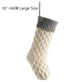 Großer 18-Zoll gestrickter Weihnachtsstrumpf mit Rautenmuster und grauem Rand - Elfenbeinfarbener Körper mit silbergrauer Manschette