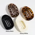 Glossy leopard print hair clips set in black, white, tortoiseshell and grey finishes - Glossy Black/White/Leopard Khaki/Leopard Orange Yellow