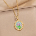 Collana vintage dorata con ciondolo a tulipano viola in smalto in una confezione - Tulipano Traforato - Blu (A18)