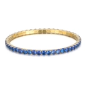 Single row tennis bracelet with 4mm blue cubic zirconia on a gold-plated base - Gold Base Blue Zircon (KB164858-Z)