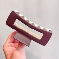 Matte finish large rectangle hair claw clip with contrast color in coffee and cream - Brown & Cream