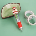 Christmas 4-color ballpoint pen with Santa Claus topper and red rubber grip - Christmas Capybara-Santa