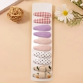 Set of 10 floral and polka dot fabric BB hair clips for girls on display card - Combination 15
