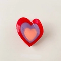 Vibrant candy heart hair claw clip with red, purple and orange layered resin design - Heart Claw Clip / 6.5cm / Red (Red/Purple/Pink Contrast)