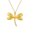 Elegante collar con colgante de libélula en oro de 18K con alas texturizadas y cadena - Dorado