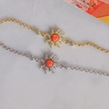 Collana con ciondolo a sole elegante con opale e zirconi in finitura oro e argento - Bracciale d'Oro con Opale Arancione