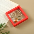 Espositore a membrana PE rosso per gioielli con orecchini a cuore e perle eleganti - 7*7*2cm / Scatola Interna Rossa