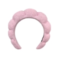 Pink puffy spa headband made of soft towel fabric on a clean white background - Pink Towel Cloth Braided