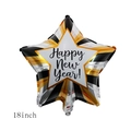 Ballon étoile Happy New Year 18 pouces avec motifs de rayures dorées et argentées - 18 Pouces Bordure Dorée Étoile du Nouvel An