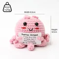 Pink knitted positive octopus plush toy with encouraging card and cute crochet design - Pink Octopus P Card