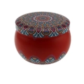 4.4OZ drum-shaped metal candle tin with colorful red mandala pattern and lid - 75*50MM C46 Multi-Mandala Empty Tin