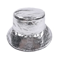 Dettaglio di un cappello da pescatore argento metallizzato con finitura a lamina lucida - Regolabile / Cappello da Pescatore Riflettente Argento