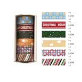 Set di 6 nastri washi natalizi con auguri rossi e motivi di fiocchi di neve blu - Stile 5 (Albero di Natale Oro)