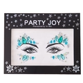 Self-adhesive teal and clear rhinestone face jewels sticker for music festival eye makeup - HF-155-Teal Green Rhinestone Sticker Style
