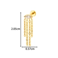Titanium flower stud earring with gold tassel and marquise gem for body piercing - Long Chain Tassel (T2584-10#) / Gold