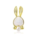 Spilla a coniglio dorata con intarsio in madreperla e dettaglio di perla elegante - Stile 6 (Madreperla oro)