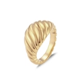 Goldener Croissant-Ring mit gedrehtem Design aus Edelstahl für einen luxuriösen Look - US 6 / Unregelmäßiger Croissant-Stil