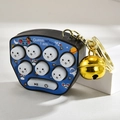 Macro view of blue space-themed mini Whac-A-Mole toy with buttons and golden bell keychain - Light Gold Buckle + Mole Machine Bell / Transparent Black