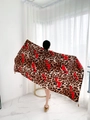 Ethnic leopard print red stiletto beach shawl wrap with tassels for summer sun protection - Dark Khaki-Leopard Red High Heels Tassel / 180cm / Dark Khaki