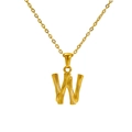 Minimalist 18k gold plated necklace with textured bamboo-style letter W pendant - Letter W(W)