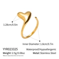 Detail showing dimensions of gold heart ring with stainless steel waterproof features - Gold Polished Open Heart Style (YYR023325)