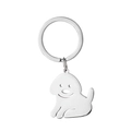 Funny silver metal keychain with a cartoon dog pendant and polished finish - Dog