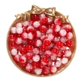 Macro shot of 10mm red and white ice-crackled glass beads on a gold tray for DIY - Glaze Jade Crack Bead - Red White