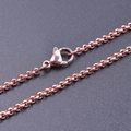 Detail of rose gold stainless steel round pearl chain with durable lobster clasp closure - 20cm / Rose Gold