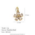Pendentif fleur étincelant en acier inoxydable doré 18K avec zircon, taille 13mm - Pendentif Fleur en Zircon - Or (C9437)