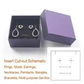 Deep purple textured multi-purpose jewelry gift box with multi-slot black velvet insert - 7.5 Set Box / 7.3x7.3x3.5cm / Silk Texture Purple
