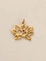 Pendentif lotus en acier titane doré orné d'une pierre de zircon rose étincelante - Juillet Or (Pendentif)