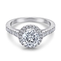 Elegant S925 sterling silver halo ring with round-cut moissanite and pavé accents - White Round Halo