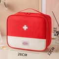 Portable red and white canvas first-aid pouch with handle and large capacity storage - Extra Large / Red