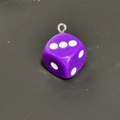 Purple dice pendant with silver metal ring, creative keychain charm in glossy finish - Purple Dice Pendant (PY048-Z)