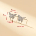 Silver butterfly earrings with micro-set zircons including size and weight details - Silver Butterfly