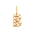 Gold plated stainless steel letter B pendant with pearls for DIY jewelry making - Letter B / Rose Gold