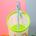 Light blue gel pen featuring a creative glass bottle pendant and metal ball chain - Message in a Bottle - Blue