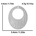 Detailed view of oval 304 stainless steel pendant with wood grain texture and dimensions - Silver