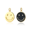 Dettaglio di ciondoli smiley in smalto dorato e nero con finitura lucida su fondo bianco - Argento 925 / Smalto Nero