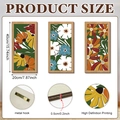 Lot de 3 décorations murales en bois vintage à fleurs avec crochets, 40x20cm chacune - Style Floral Art Rétro (Y24Y51274_Q)