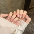 Unghie finte vintage occhio di gatto con pois e dettagli glitterati rossi - Extra Piccolo (XS) / Occhio di Gatto Champagne Pois Colorati (2023-超短梯)