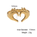Detailweergave van de 18k vergulde hartvormige ring met afmetingen van maat en gewicht - Verstelbaar Open / Goud