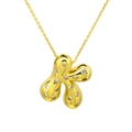 Detailed close-up of a gold-plated puffed flower pendant with sparkling cubic zirconia - Letter K / Gold