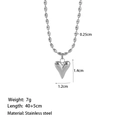 Detailed size measurement of silver stainless steel heart pendant and beaded chain necklace - [XKN1268] Bead Chain Heart Necklace Steel