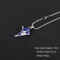 Blue and white sneaker pendant necklace with 70cm silver box chain for men - Blue Sneaker Style