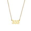 Collana minimalista in acciaio inossidabile dorato con ciondolo verticale numero 333 - 333