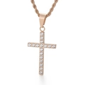 Roségouden roestvrijstalen kruisketting met ingelegde zirkoon op witte achtergrond - Roségouden Stijl - Zonder Ketting (KP100325B)
