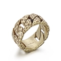 Anello uomo a catena cubana retrò in acciaio inossidabile 316L con finitura in oro antico - US 8 / Oro Antico (KR102964-KJX)