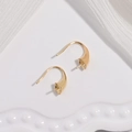 S925 Sterling Silber geometrische C-Form Gold Ohrhaken für DIY Perlen Ohrring Schmuck - Goldene Wassertropfen-Haken / 1 Paar
