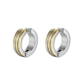 Minimalist bicolor titanium steel clip-on earrings with round striped design for men - Single Piece / Gold